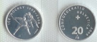 2008 20 FRANKEN SILBER GEDENKMÜNZEN 100 JAHRE EISHOCKEY UNZIRKULIERT IM ORIGINAL BLISTER